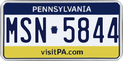 PA license plate MSN5844