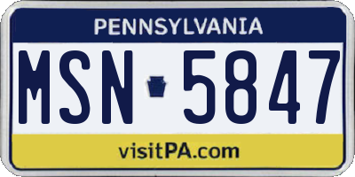 PA license plate MSN5847