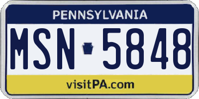 PA license plate MSN5848