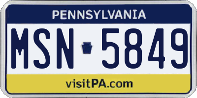 PA license plate MSN5849