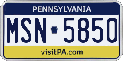 PA license plate MSN5850