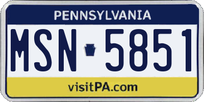 PA license plate MSN5851