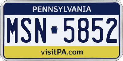 PA license plate MSN5852