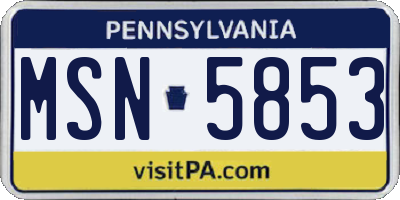 PA license plate MSN5853