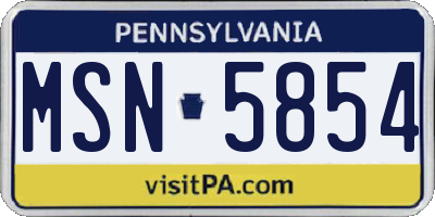 PA license plate MSN5854