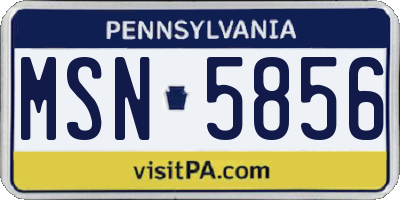 PA license plate MSN5856
