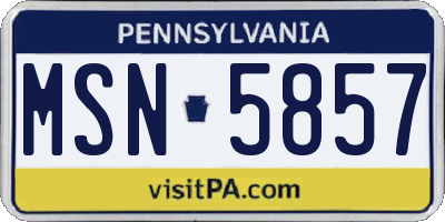 PA license plate MSN5857
