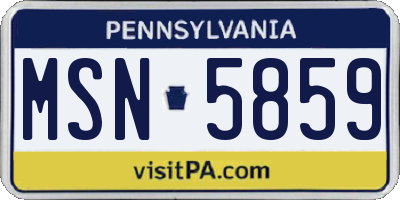 PA license plate MSN5859
