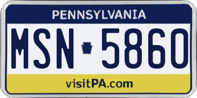 PA license plate MSN5860