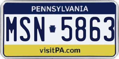 PA license plate MSN5863