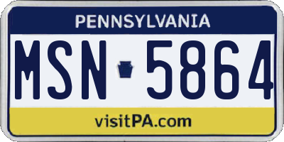 PA license plate MSN5864