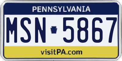 PA license plate MSN5867