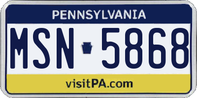PA license plate MSN5868