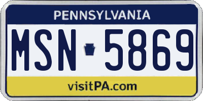 PA license plate MSN5869