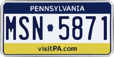 PA license plate MSN5871