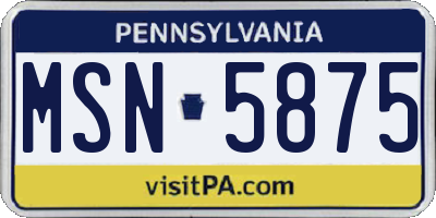 PA license plate MSN5875