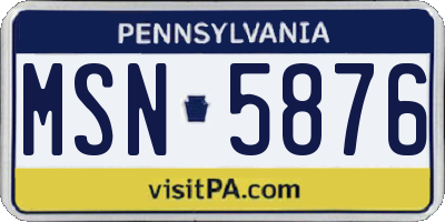 PA license plate MSN5876