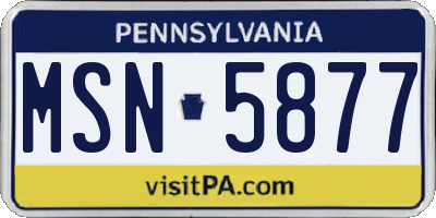 PA license plate MSN5877