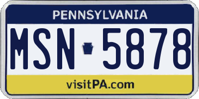 PA license plate MSN5878