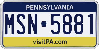 PA license plate MSN5881