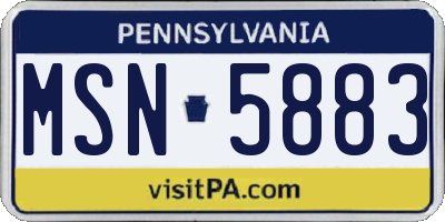 PA license plate MSN5883