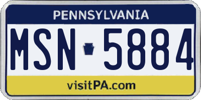 PA license plate MSN5884