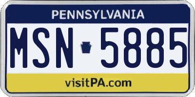PA license plate MSN5885