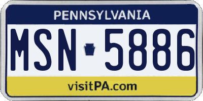 PA license plate MSN5886