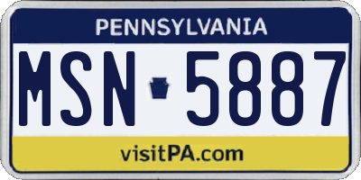 PA license plate MSN5887