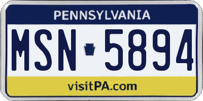 PA license plate MSN5894