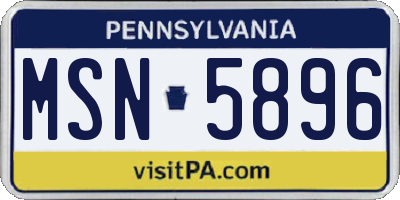 PA license plate MSN5896