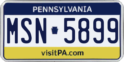 PA license plate MSN5899