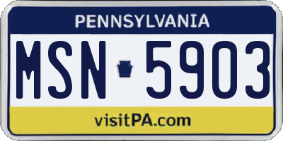 PA license plate MSN5903