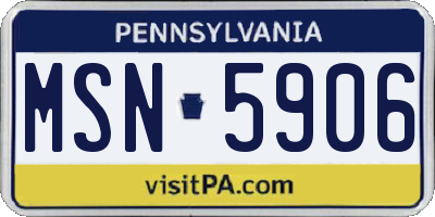 PA license plate MSN5906