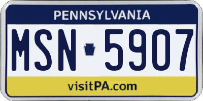 PA license plate MSN5907