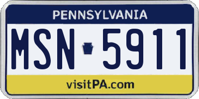 PA license plate MSN5911