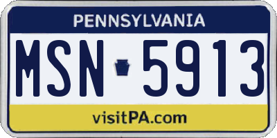 PA license plate MSN5913