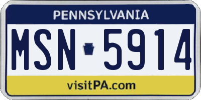 PA license plate MSN5914
