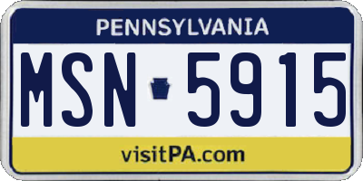 PA license plate MSN5915