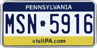 PA license plate MSN5916