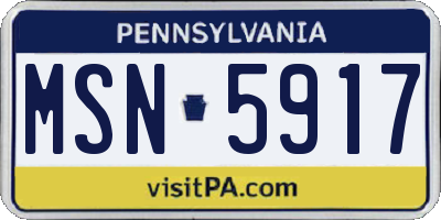 PA license plate MSN5917