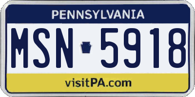 PA license plate MSN5918