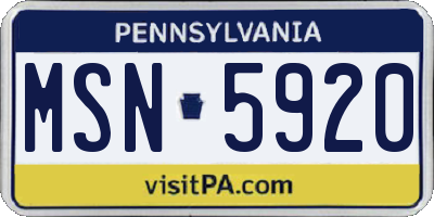 PA license plate MSN5920