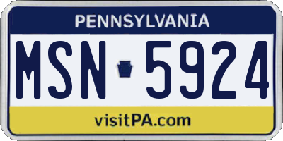 PA license plate MSN5924
