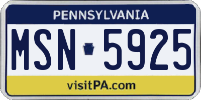 PA license plate MSN5925