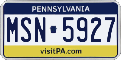 PA license plate MSN5927
