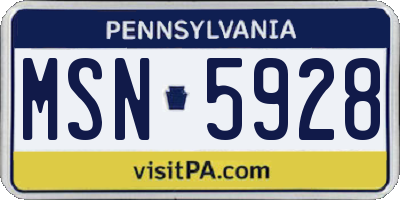 PA license plate MSN5928