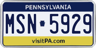 PA license plate MSN5929
