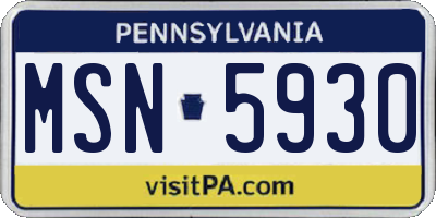 PA license plate MSN5930