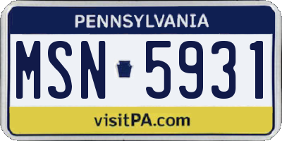 PA license plate MSN5931